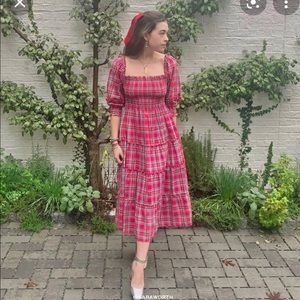 Hill house home Nesli red tartan nap dress sz xs